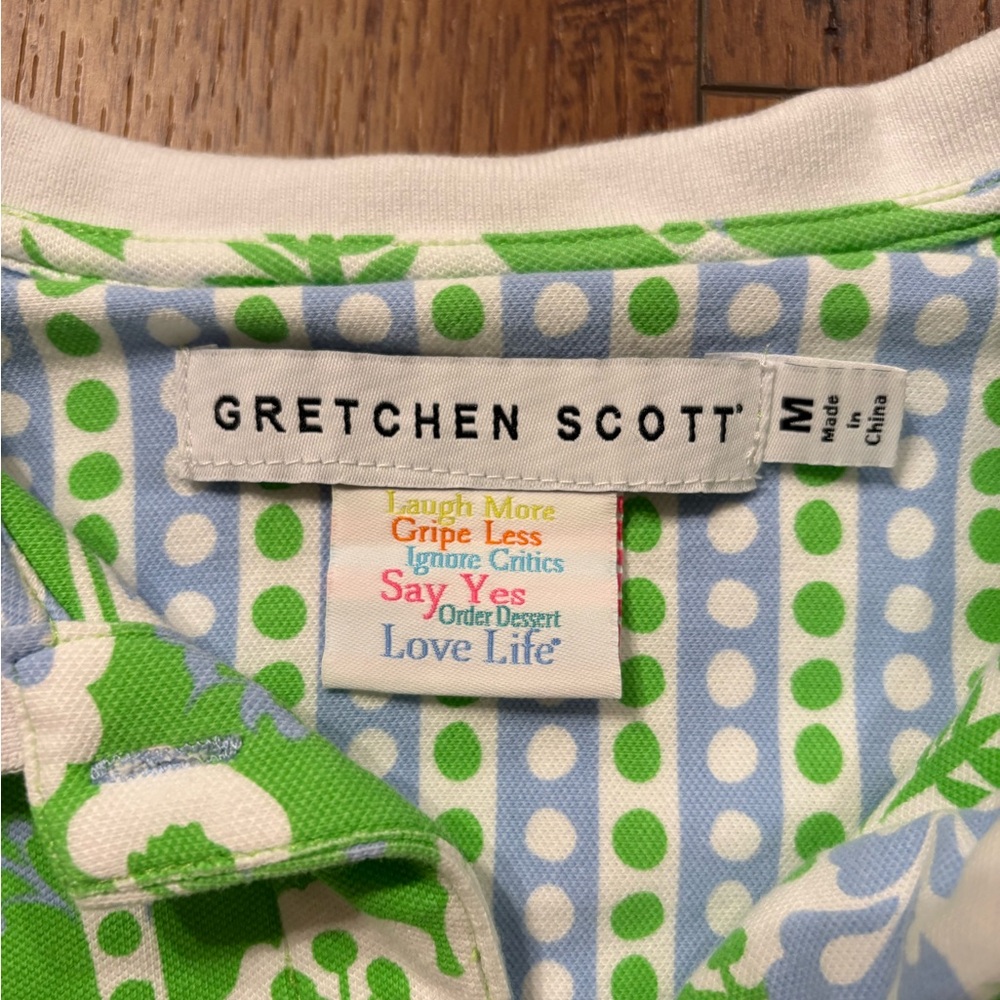 Gretchen Scott Designs Floral Polo - Cropped Preppy Golf Top Size Medium - Picture 2 of 8